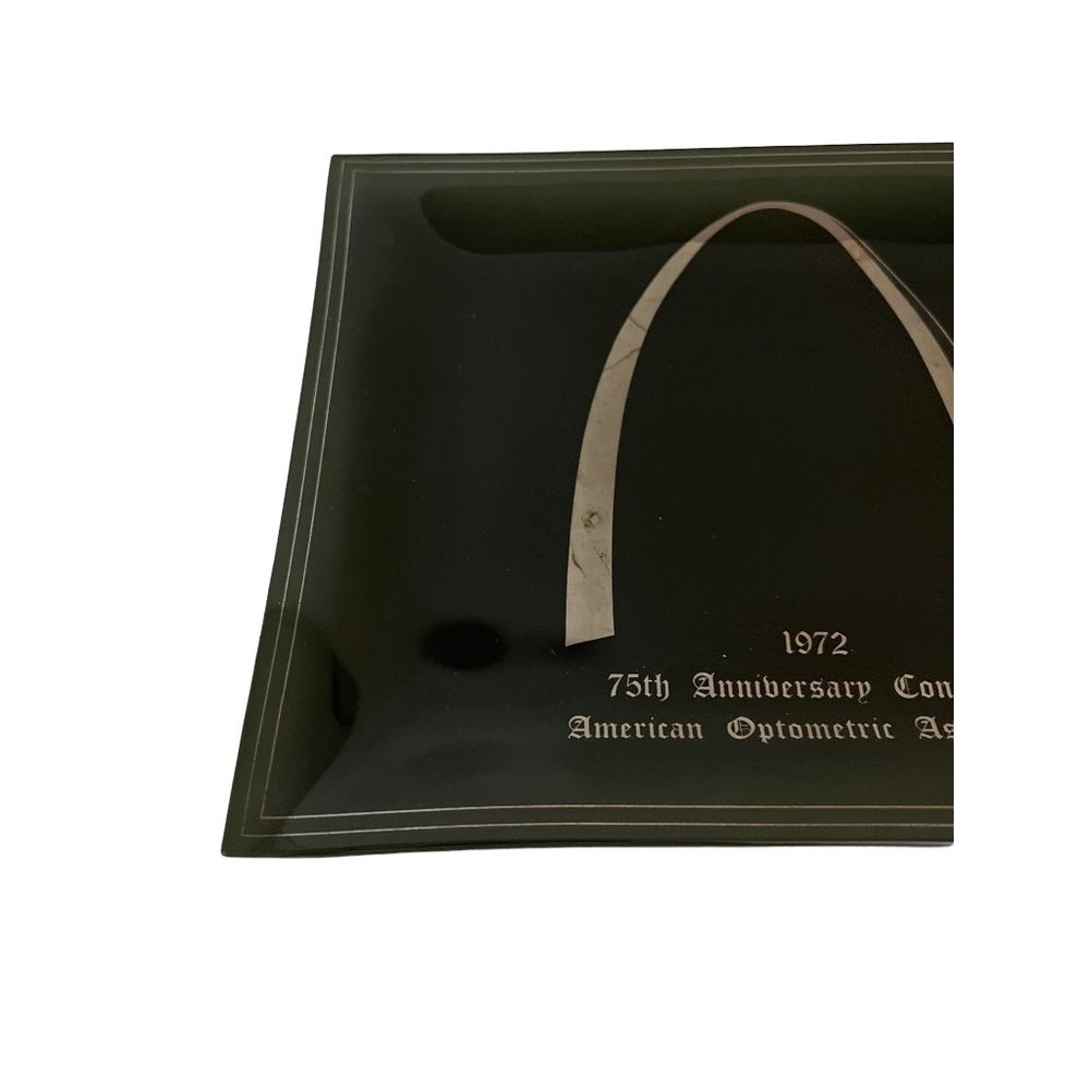 1972 Smoked Glass Trinket Dish 75th Anniversary Congress American Optometric - Picture 3 of 5